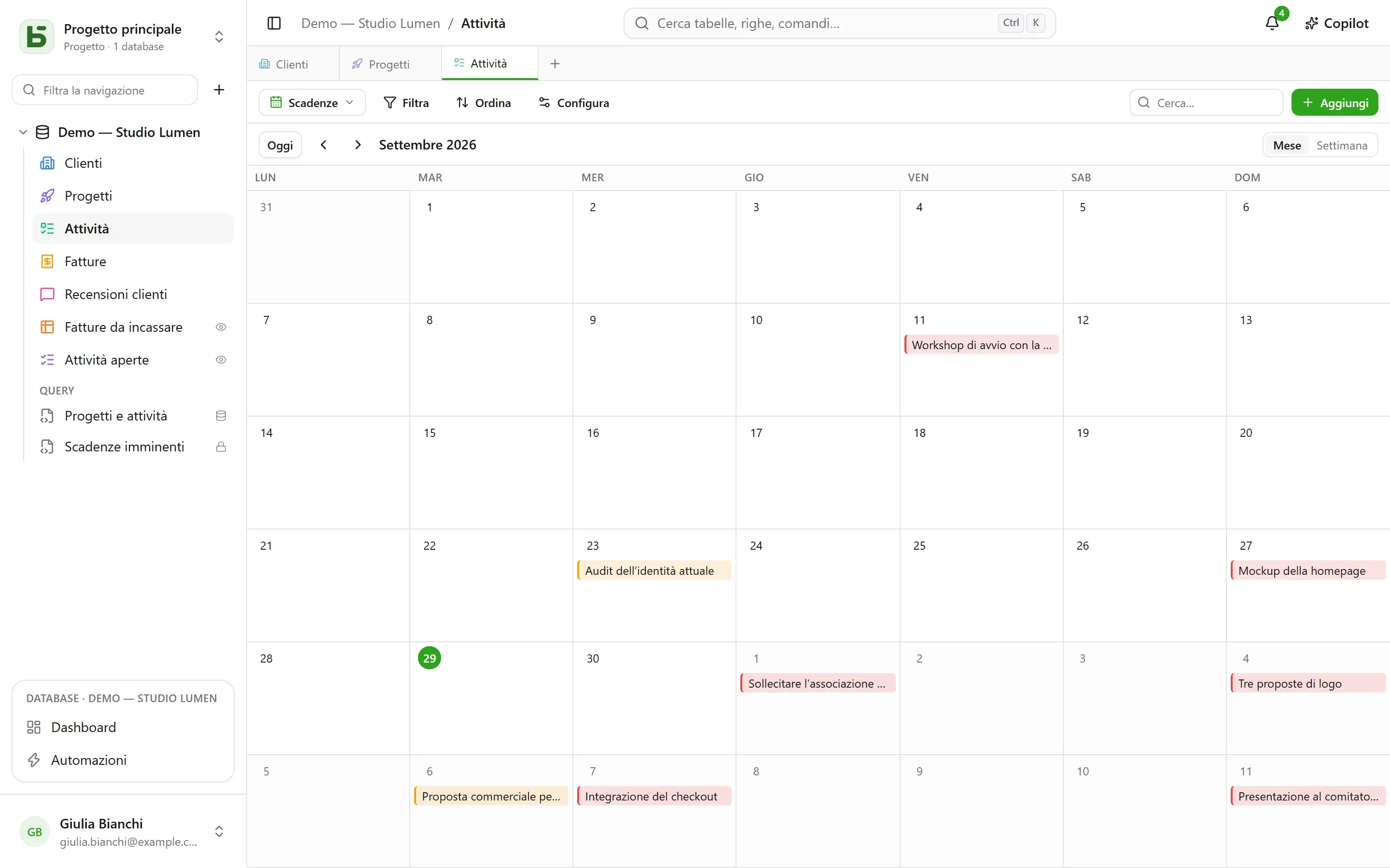 Un calendario per scadenza