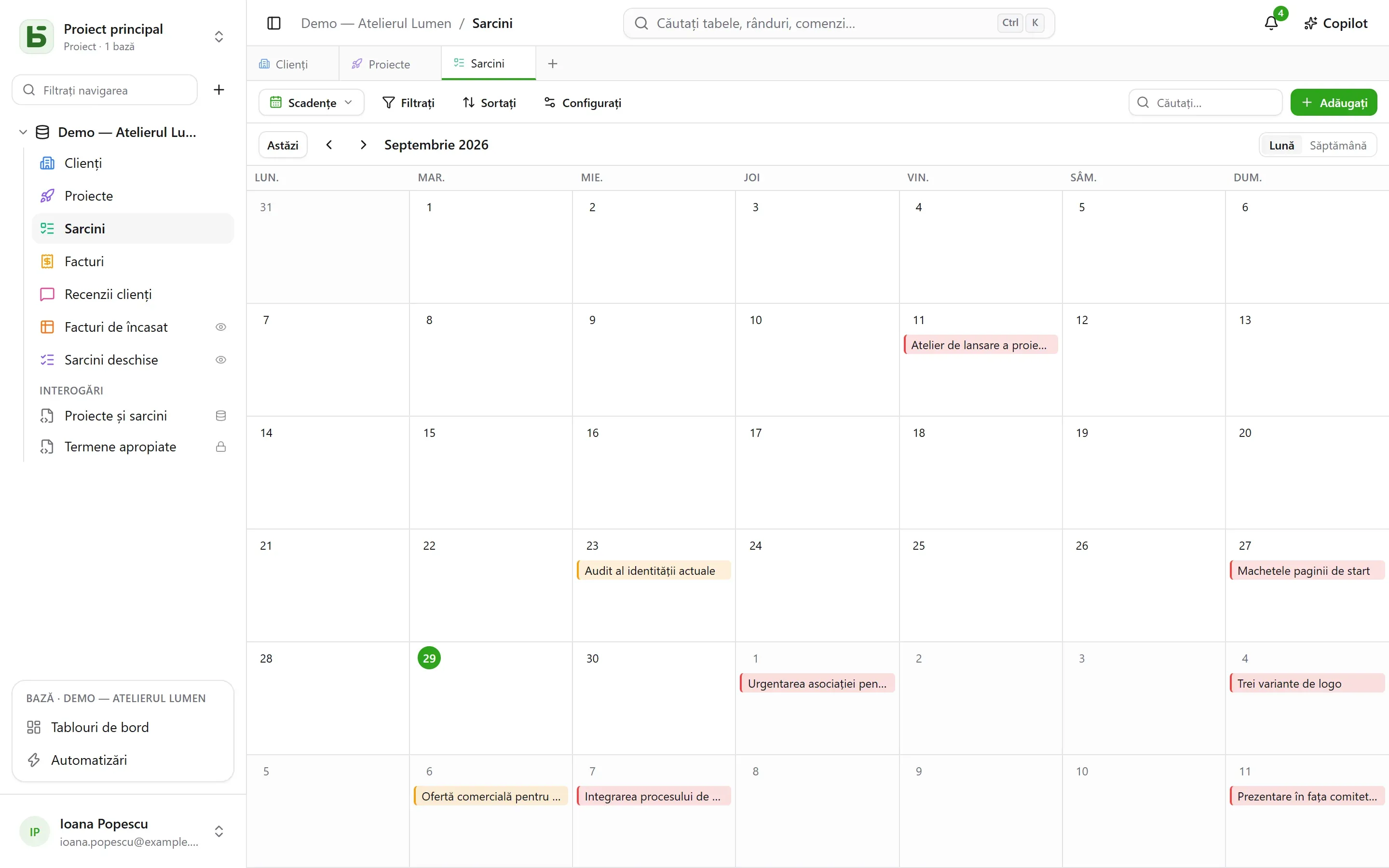 Un calendar după termen