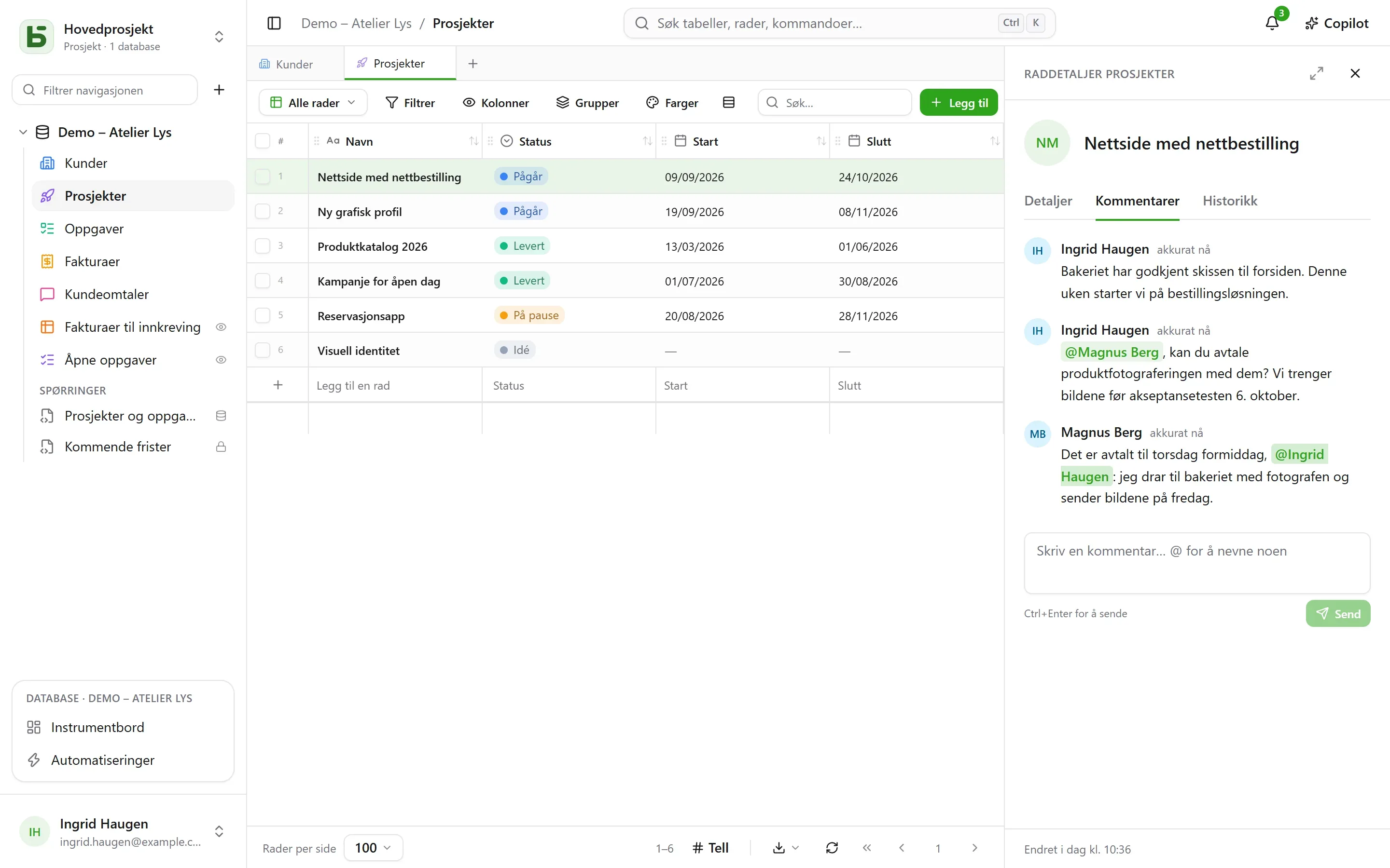 basedb – kommentarer: Diskuter en rad der den er: kommentarer, omtaler, varsler.