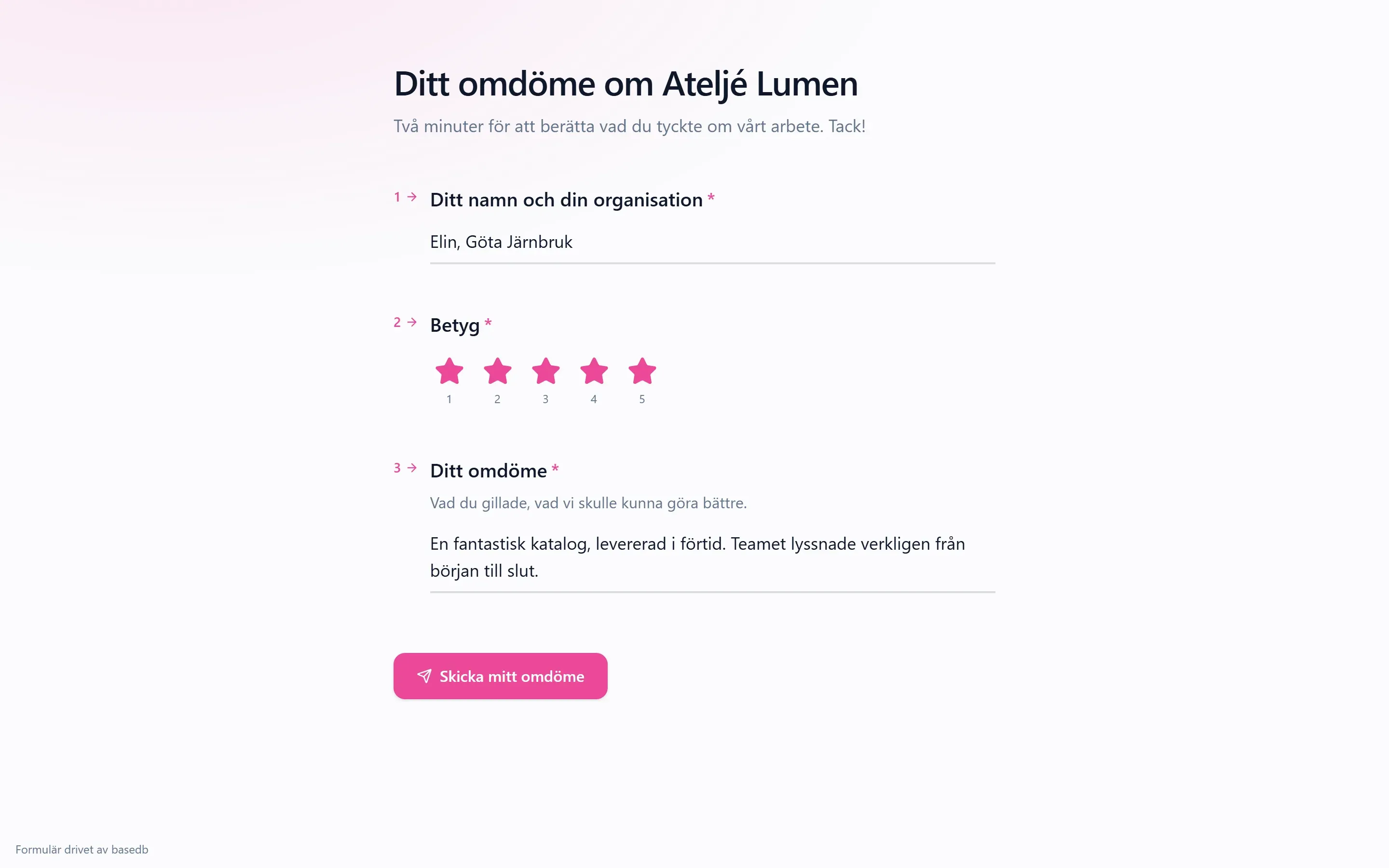 Ett offentligt formulär