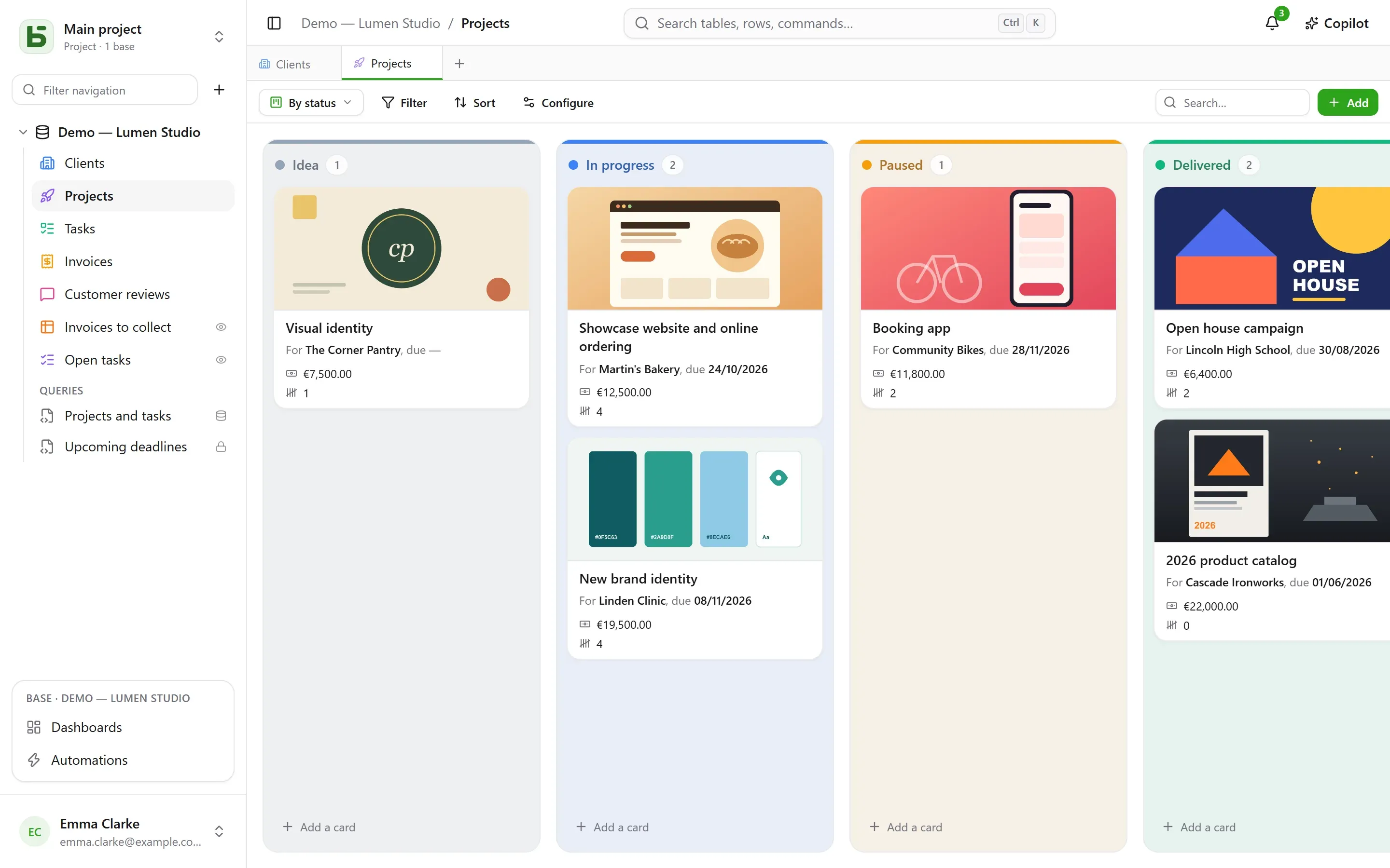 A kanban by status
